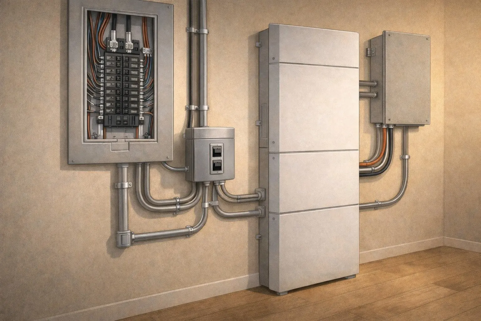 Home electrical panel with surge protection and backup power readiness