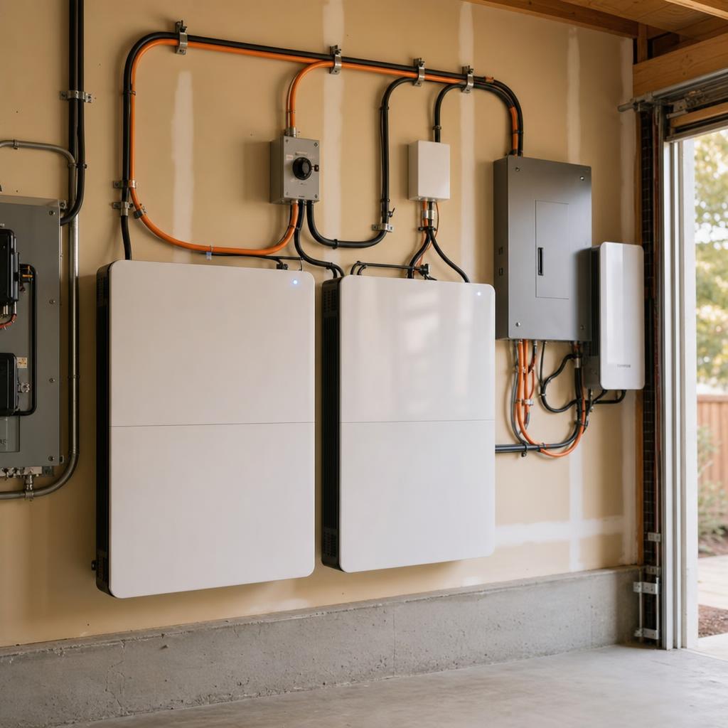 Home battery storage system installed in a Northern California garage